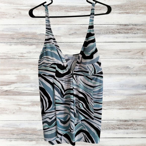 Beyond The Sea Tank Top Blue Zebra Print Sleeveless Casual Size 12‎ - Picture 1 of 4